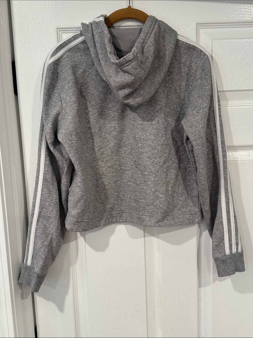 adidas Gray Cropped Hooded Sweatshirt - Picture 2 of 3